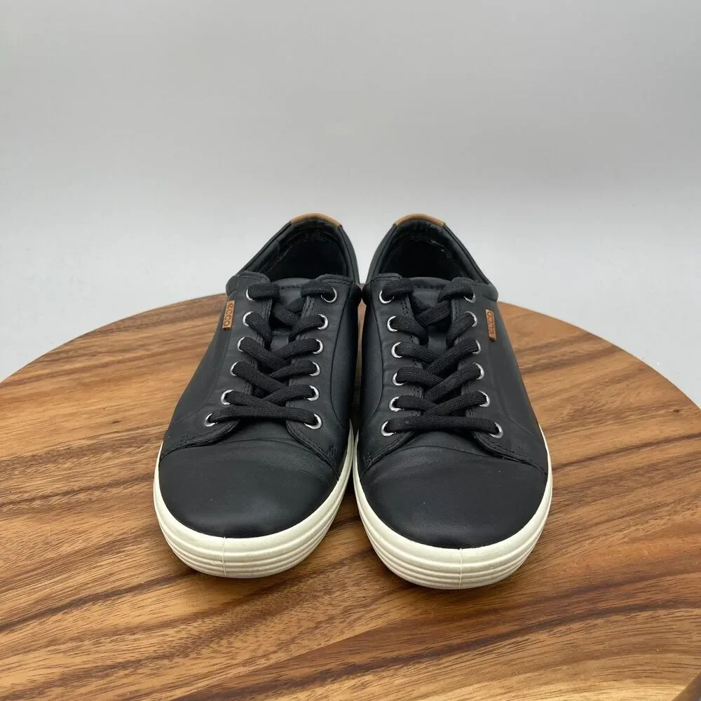 Ecco Soft 7 Shoes Women 9 / 40 Black Leather Casual Comfort Walking Sneakers